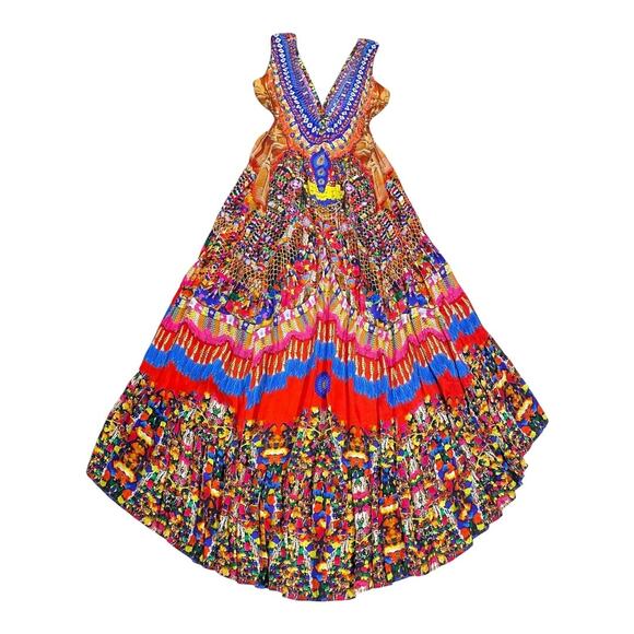 Shahida Parides NWT V-Neck Embellished Hi-Low Dress in Royal Heritage M/L - Picture 3 of 7